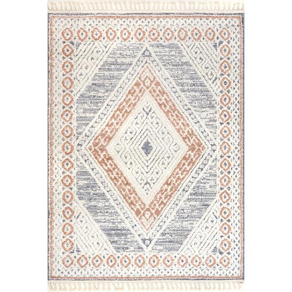 nuloom Acacia Raised Diamond Tasseled Area Rug Beige