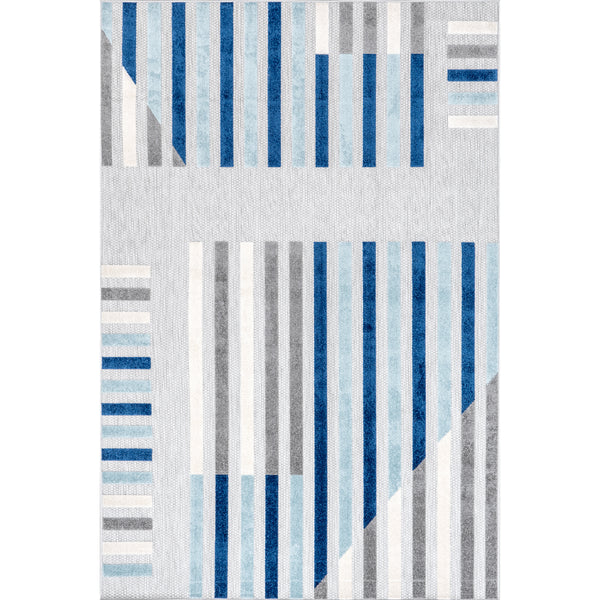 nuloom Adali Contemporary Striped Indoor/Outdoor Area Rug Light Gray