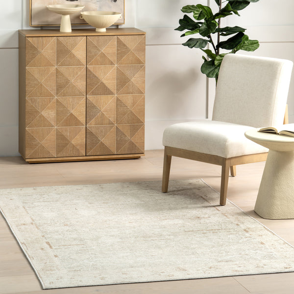 Nuloom Adalyn SpinClean Persian Medallion Machine Washable Area Rug Beige