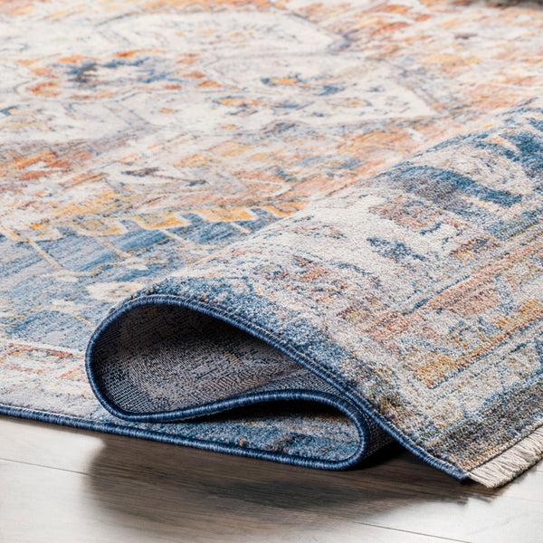 Nuloom Addison Transitional Faded Medallion Fringe Area Rug Blue