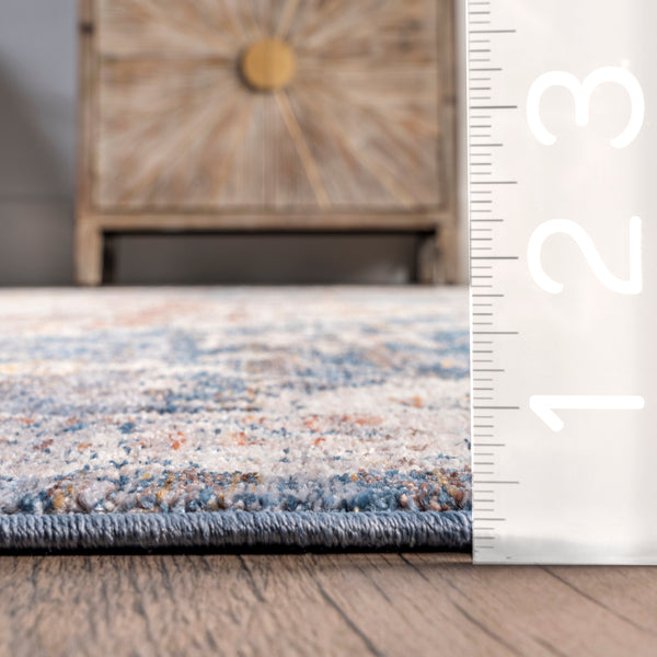 Nuloom Addison Transitional Faded Medallion Fringe Area Rug Blue