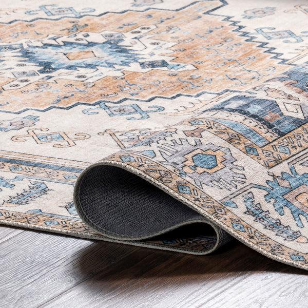 Nuloom Adia Persian Medallion Machine Washable Area Rug Blue
