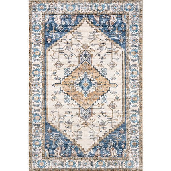 nuloom Adia Persian Medallion Machine Washable Area Rug Blue
