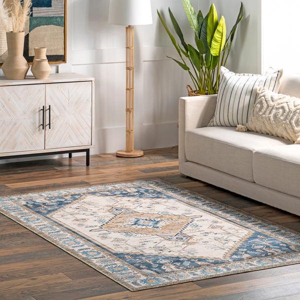Nuloom Adia Persian Medallion Machine Washable Area Rug Blue