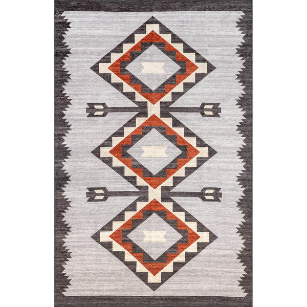 Nuloom Adilynn Aztec Machine Washable Area Rug Gray