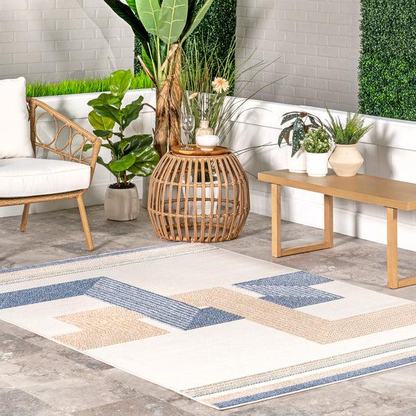 Nuloom Adira Geometric Striped Indoor/Outdoor Area Rug Blue