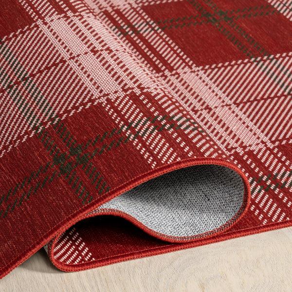 Nuloom Aelin SplashGuard Plaid Machine Washable Area Rug Red