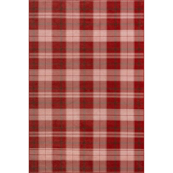 nuloom Aelin SplashGuard Plaid Machine Washable Area Rug Red