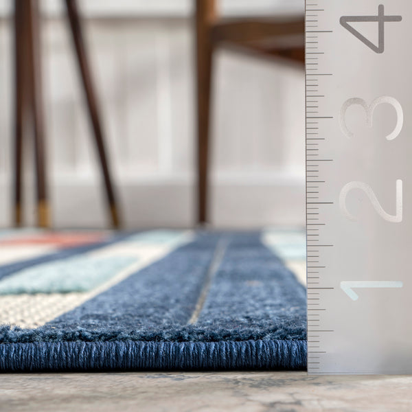Nuloom Ainslee Elevated Stripes Indoor/Outdoor Area Rug Blue