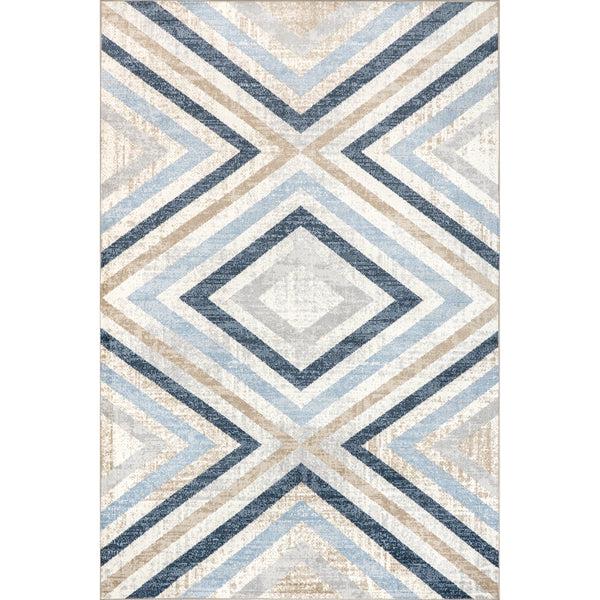 nuloom Akari Transitional Diamond Machine Washable Area Rug Blue