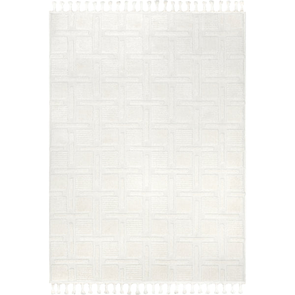 nuloom Alafia High-Low Geometric Tasseled Area Rug Off-White