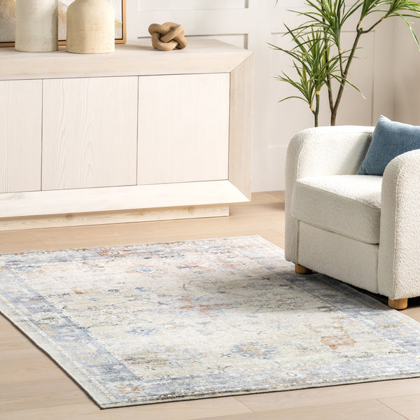 Nuloom Alayah SpinClean Floral & Paisley Machine Washable Area Rug Light Blue