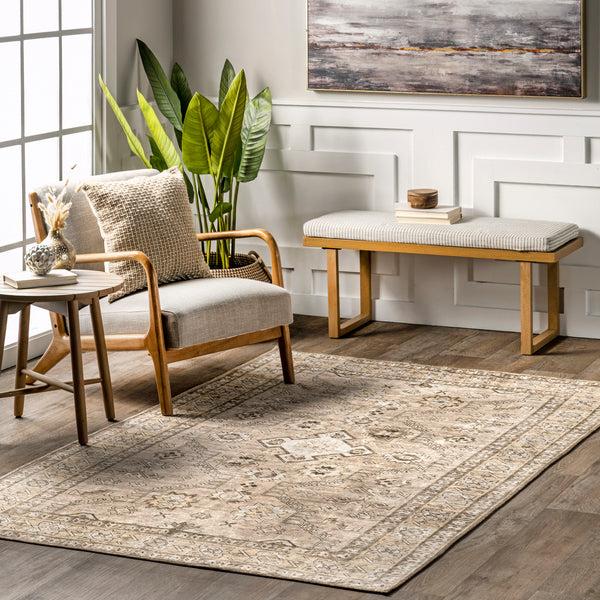 Nuloom Alecia Persian Machine Washable Area Rug Beige