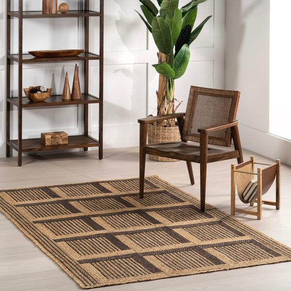 Nuloom Aletta Geometric Tiled Jute Area Rug Natural