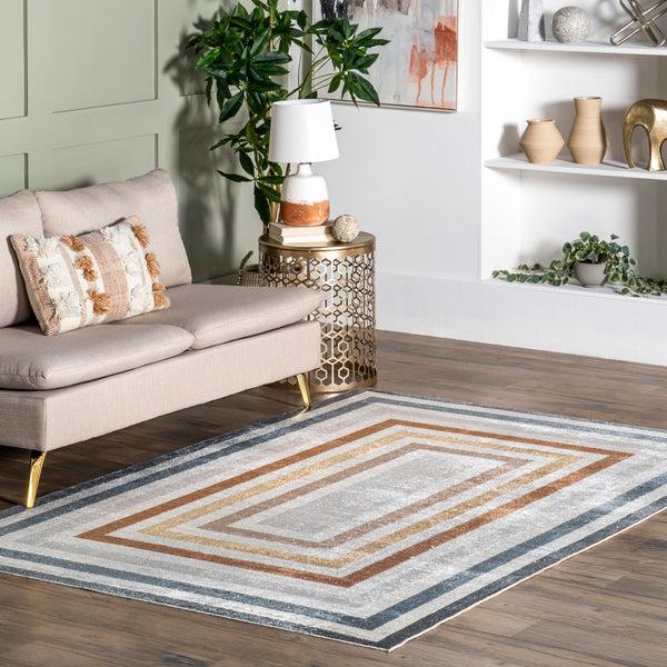 Nuloom Aliénor Striped Machine Washable Area Rug Blue