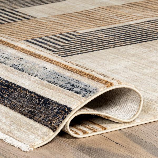 Nuloom Aline Contemporary Striped Fringe Area Rug Beige