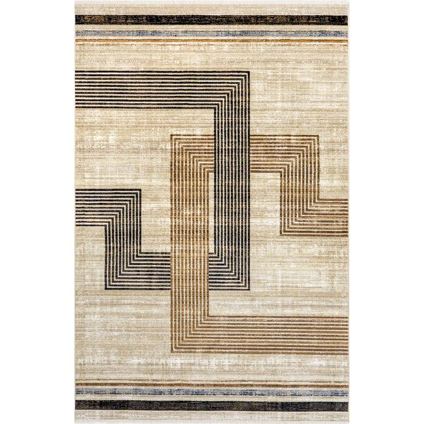 nuloom Aline Contemporary Striped Fringe Area Rug Beige