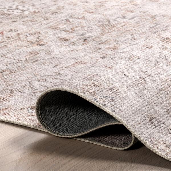 Nuloom Alona Faded Medallion Stain-Resistant Machine Washable Area Rug Light Beige