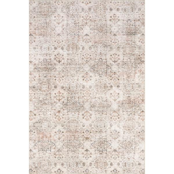 nuloom Alona Faded Medallion Stain-Resistant Machine Washable Area Rug Light Beige