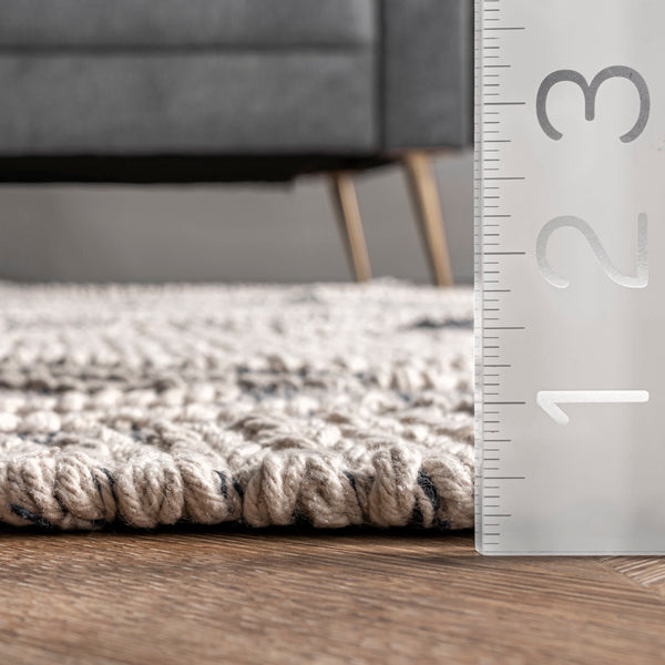 Nuloom Amada Hand Loomed Textured Diamonds Cotton Area Rug Ivory