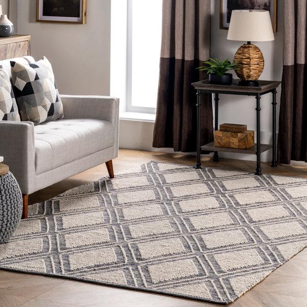 Nuloom Amada Hand Loomed Textured Diamonds Cotton Area Rug Ivory