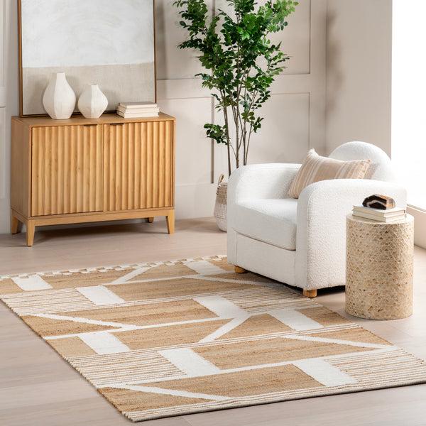 Nuloom Ambrosia Geometric Tiled Jute Blend Area Rug Natural