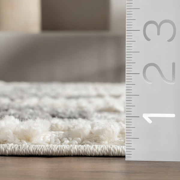 Nuloom Anaïs Diamond High/Low Tassel Area Rug Light Gray