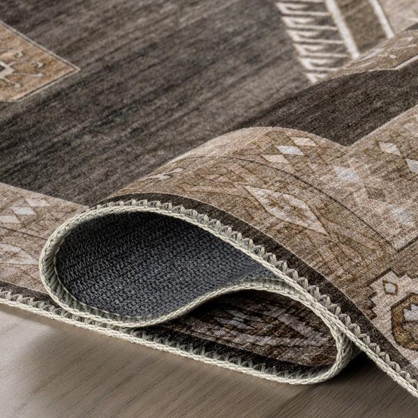 Nuloom Anette SplashGuard Vintage Medallion Machine Washable Area Rug Dark Brown