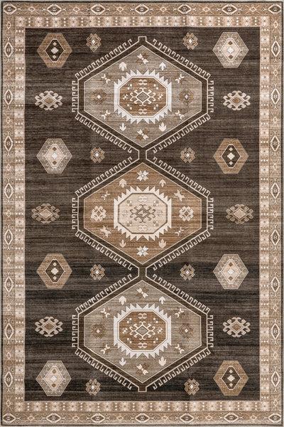 nuloom Anette SplashGuard Vintage Medallion Machine Washable Area Rug Dark Brown
