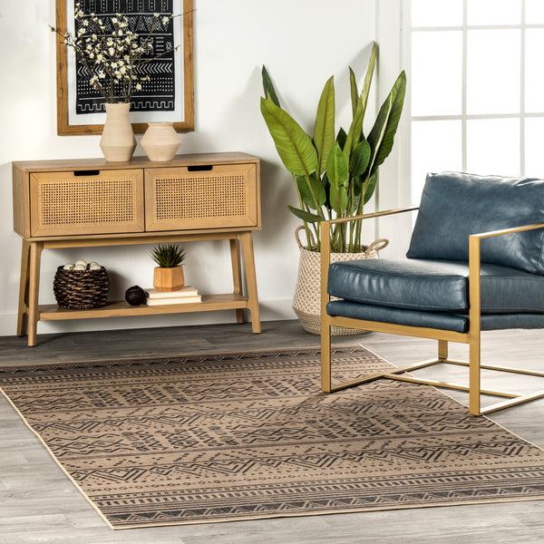 Nuloom Anisa Tribal Stripe Easy-Jute Machine Washable Area Rug Natural
