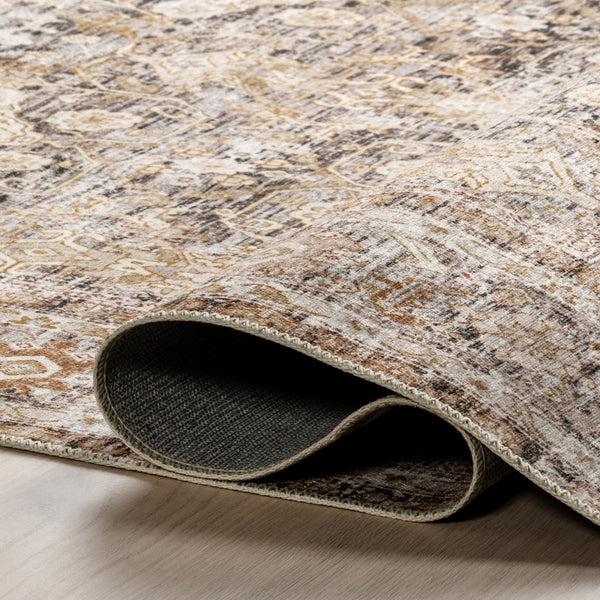 Nuloom Anise Antique Floral Stain-Resistant Machine Washable Area Rug Ivory
