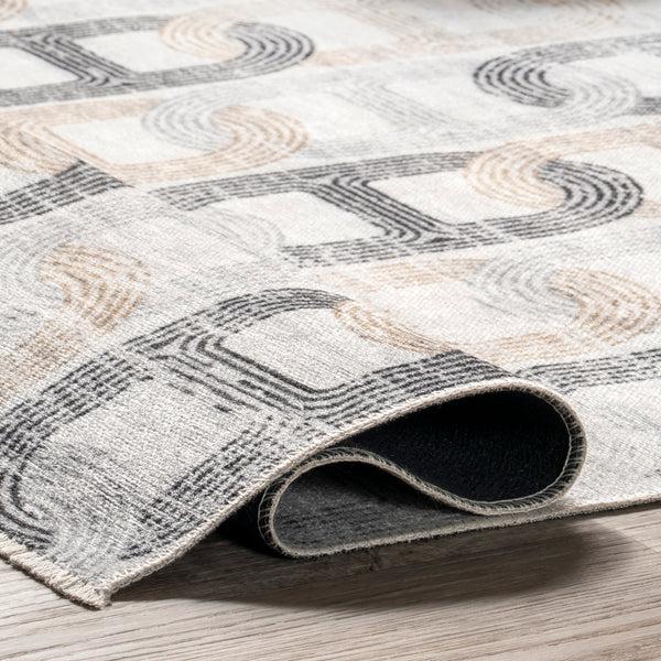 Nuloom Anja Geometric Links Machine Washable Area Rug Beige