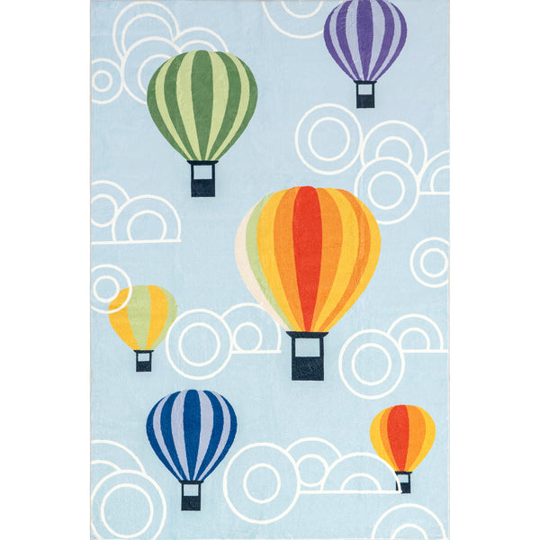 Nuloom Annelie Balloon Machine Washable Kids Area Rug Light Blue