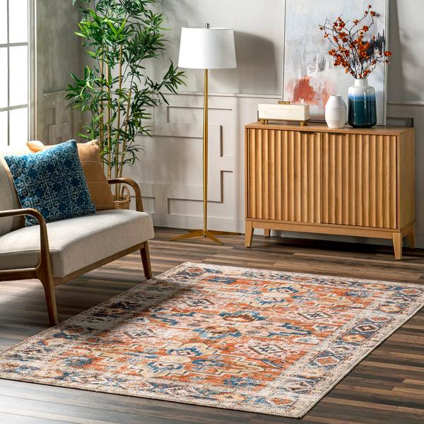 Nuloom Annica Multi Medallion Machine Washable Area Rug Rust