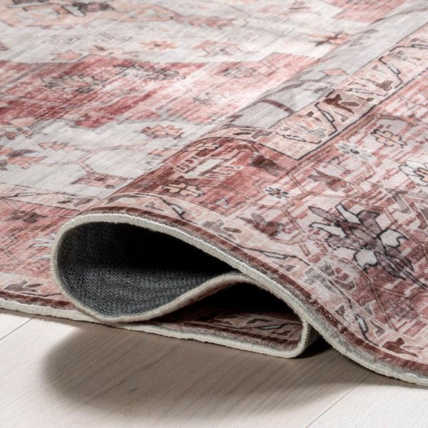 Nuloom April Traditional Medallion Machine Washable Area Rug Blush
