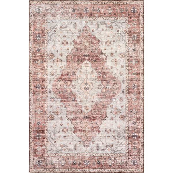 nuloom April Traditional Medallion Machine Washable Area Rug Blush