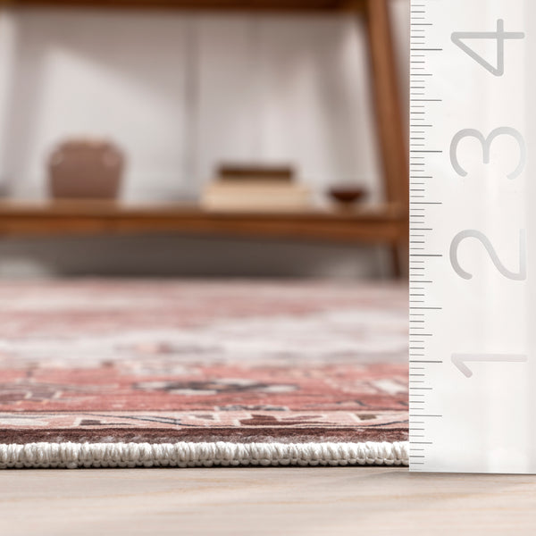 Nuloom April Traditional Medallion Machine Washable Area Rug Blush