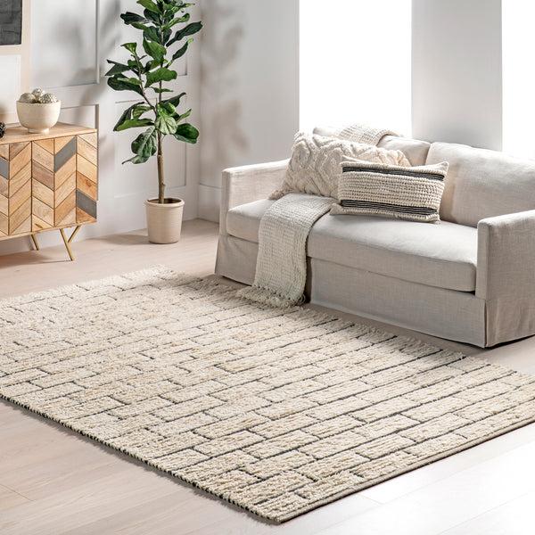 Nuloom Ariana Brick Pattern Wool Blend Area Rug Ivory