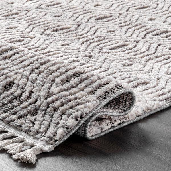 Nuloom Arielle Soft Trellis Textured Tassel Area Rug Grey