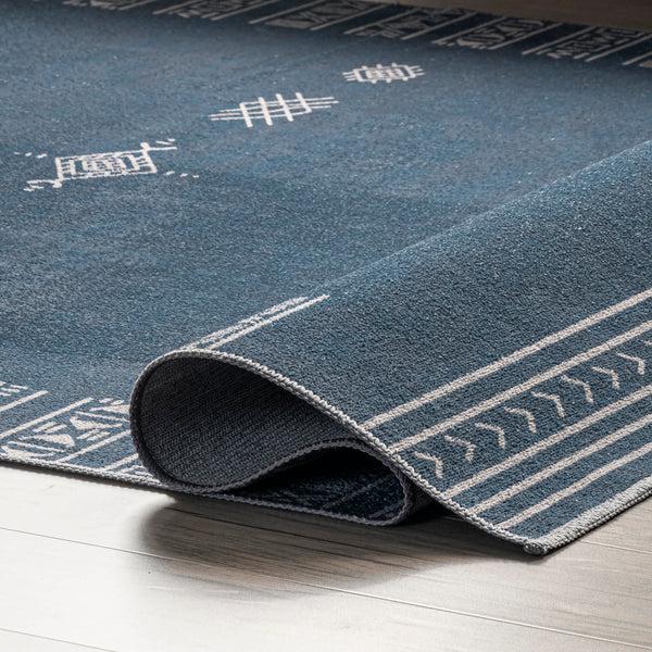 Nuloom Arina Machine Washable Global Inspired Simplistic Tribal Area Rug Navy