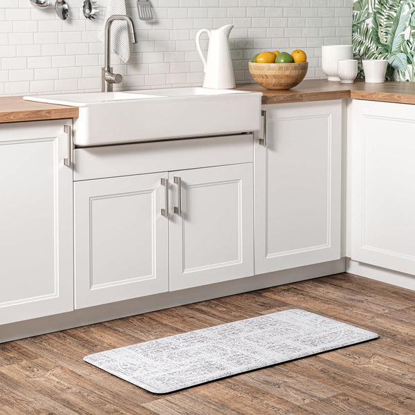 Nuloom Arlena Vintage Anti Fatigue Kitchen Or Laundry Room Comfort Mat Light Gray