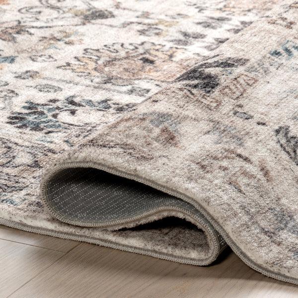 Nuloom Ashby Floral Medallion Machine Washable Area Rug Grey