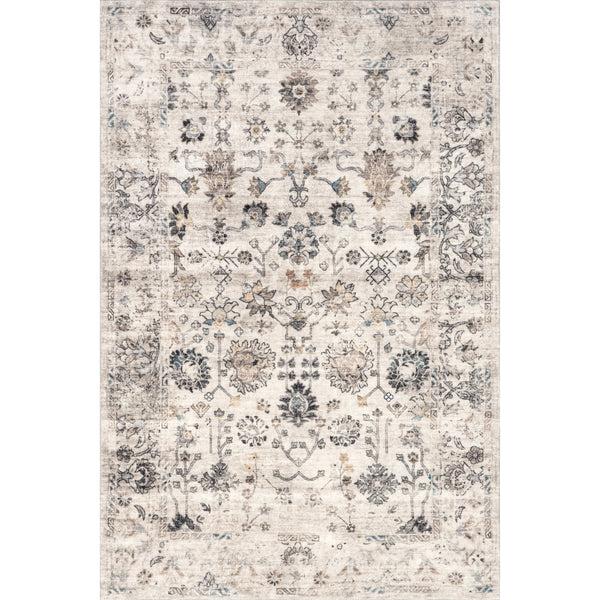 nuloom Ashby Floral Medallion Machine Washable Area Rug Grey