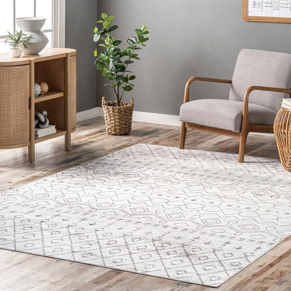 Nuloom Audrey Machine Washable Geometric Moroccan Area Rug Ivory