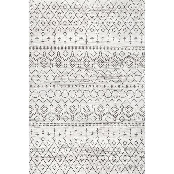 nuloom Audrey Machine Washable Geometric Moroccan Area Rug Ivory