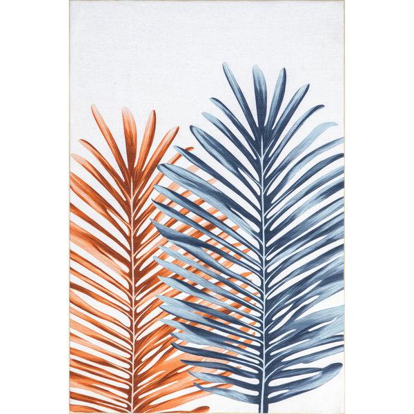 nuloom Auri Double Palm Indoor/Outdoor Machine Washable Area Rug Blue