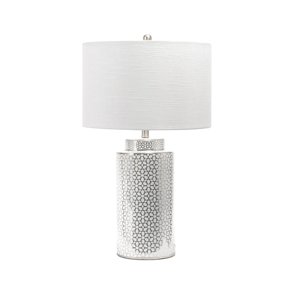 nuloom Austin 29" Ceramic Floral Trellis Table Lamp Silver
