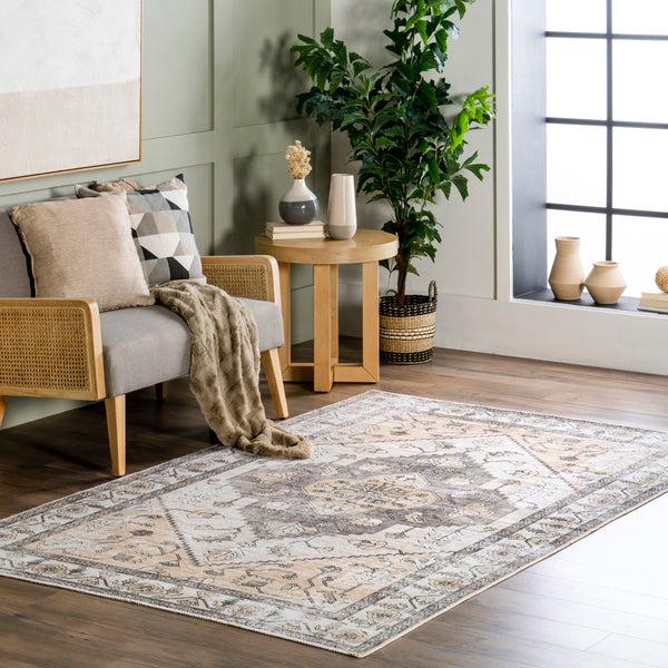 Nuloom Autumn Vintage Machine Washable Area Rug Gray