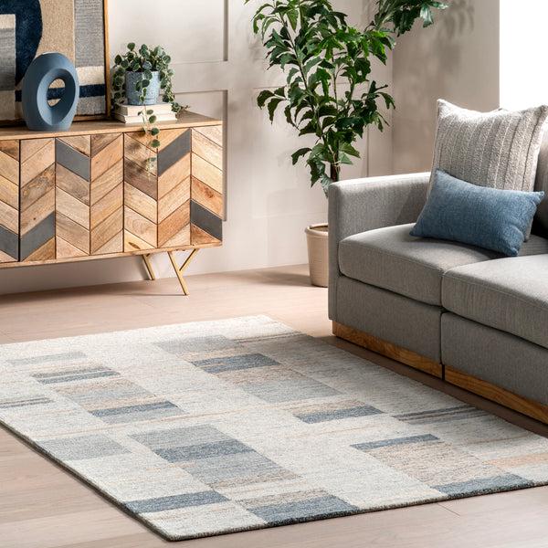 Nuloom Averill Modern Geometric Wool Area Rug Light Blue
