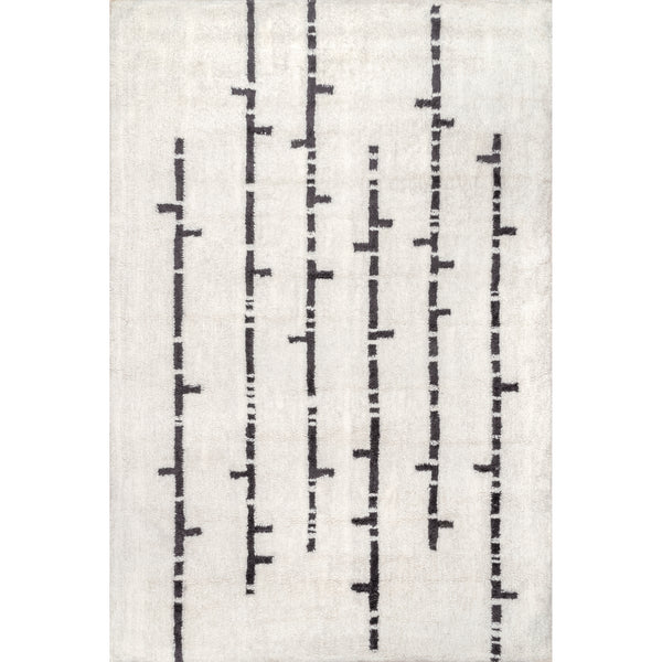 nuloom Avril Machine Washable Stripe Wool Area Rug Ivory